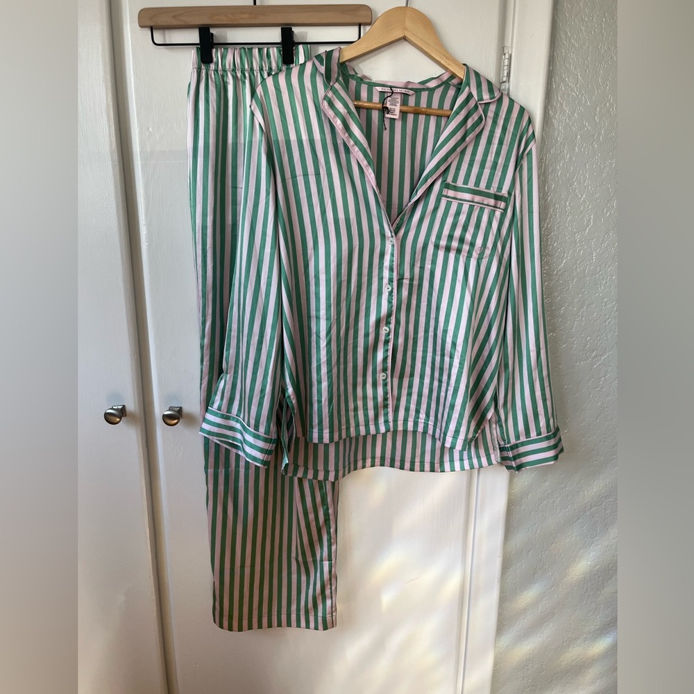 Victoria Secret silk pj set - pink and green